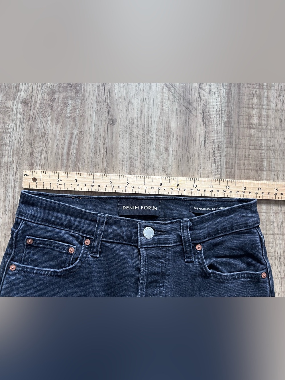 Denim Forum The Arlo Hi-Rise Straight Jean 28L neutral timeless classic - Picture 8 of 11